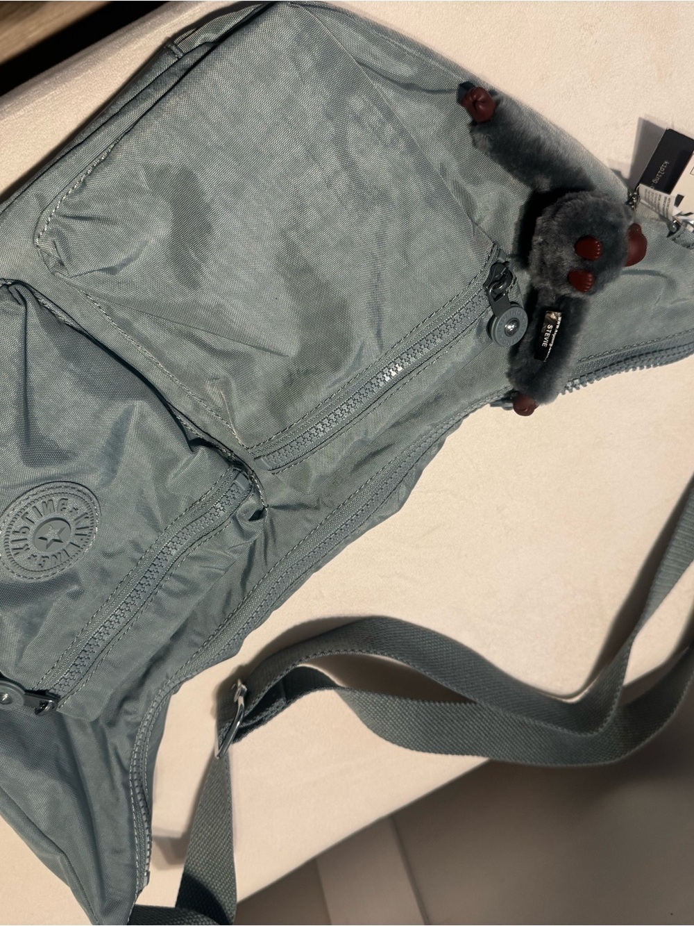 Kipling Dusty Blue Crossbody Bag with Monkey Charm - Picture 3 of 4